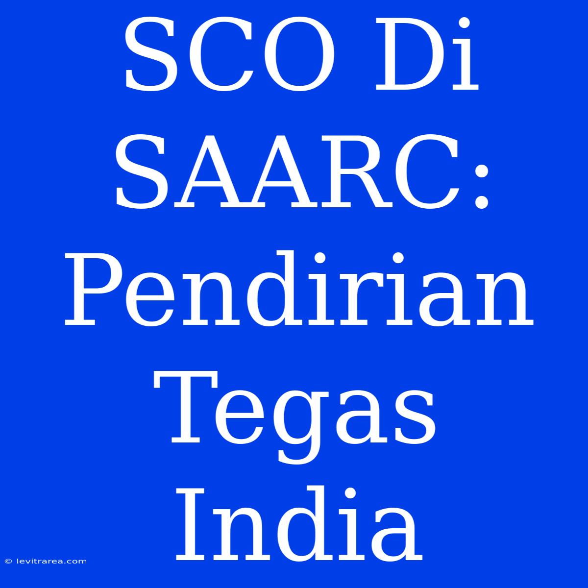 SCO Di SAARC: Pendirian Tegas India