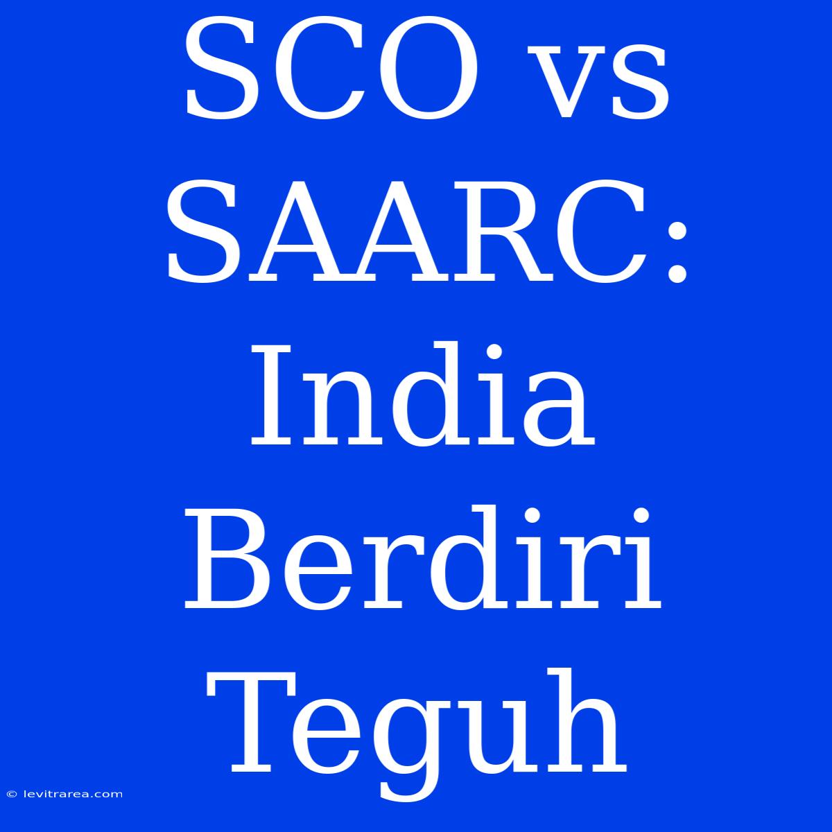 SCO Vs SAARC: India Berdiri Teguh