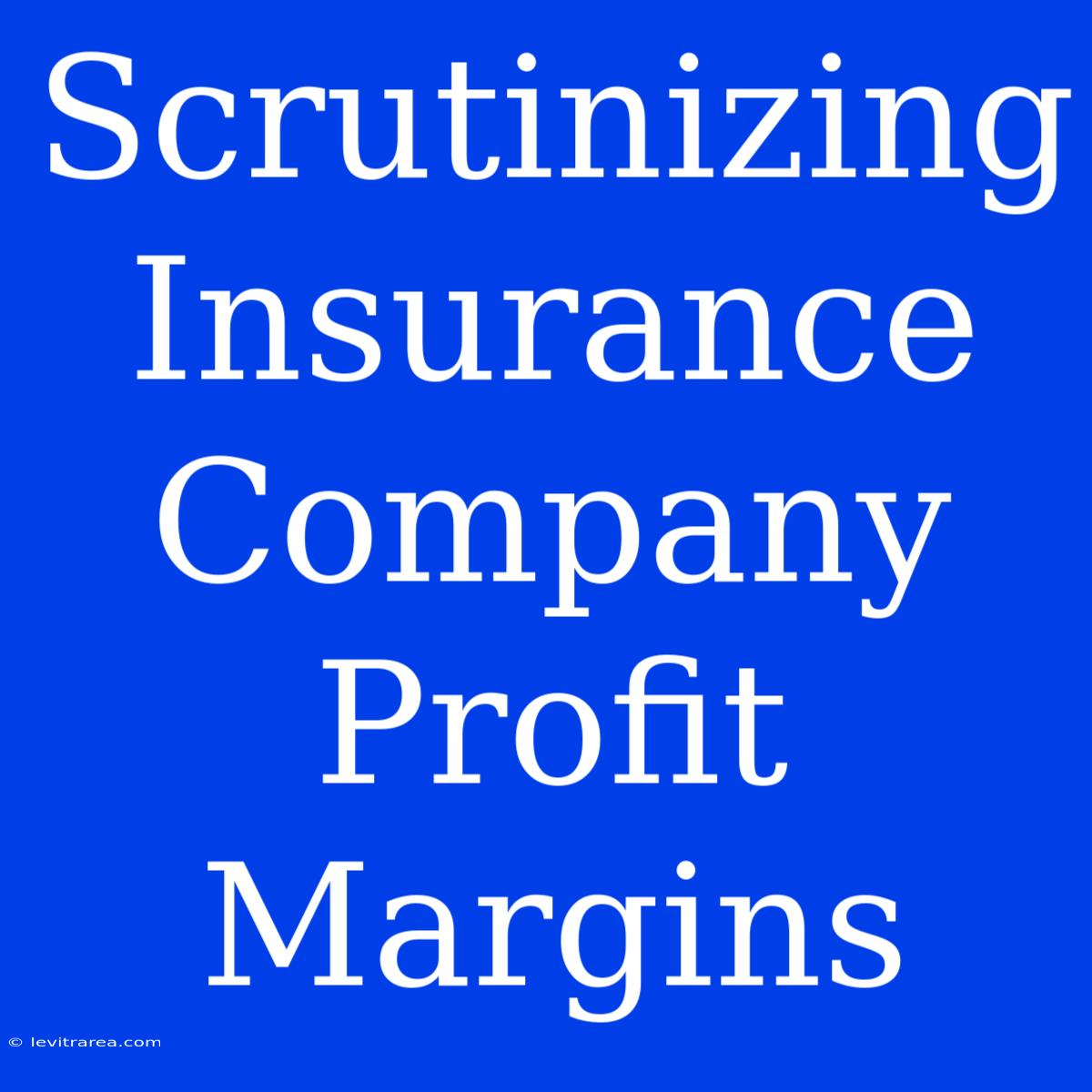 Scrutinizing Insurance Company Profit Margins