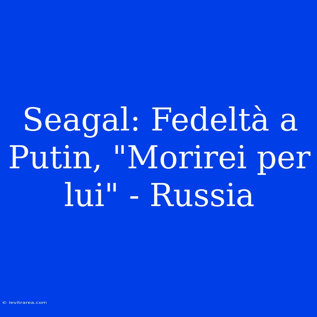 Seagal: Fedeltà A Putin, 