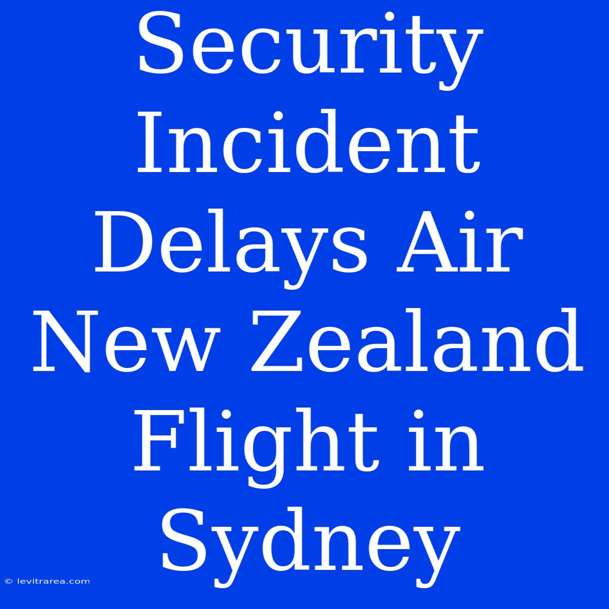 Security Incident Delays Air New Zealand Flight In Sydney