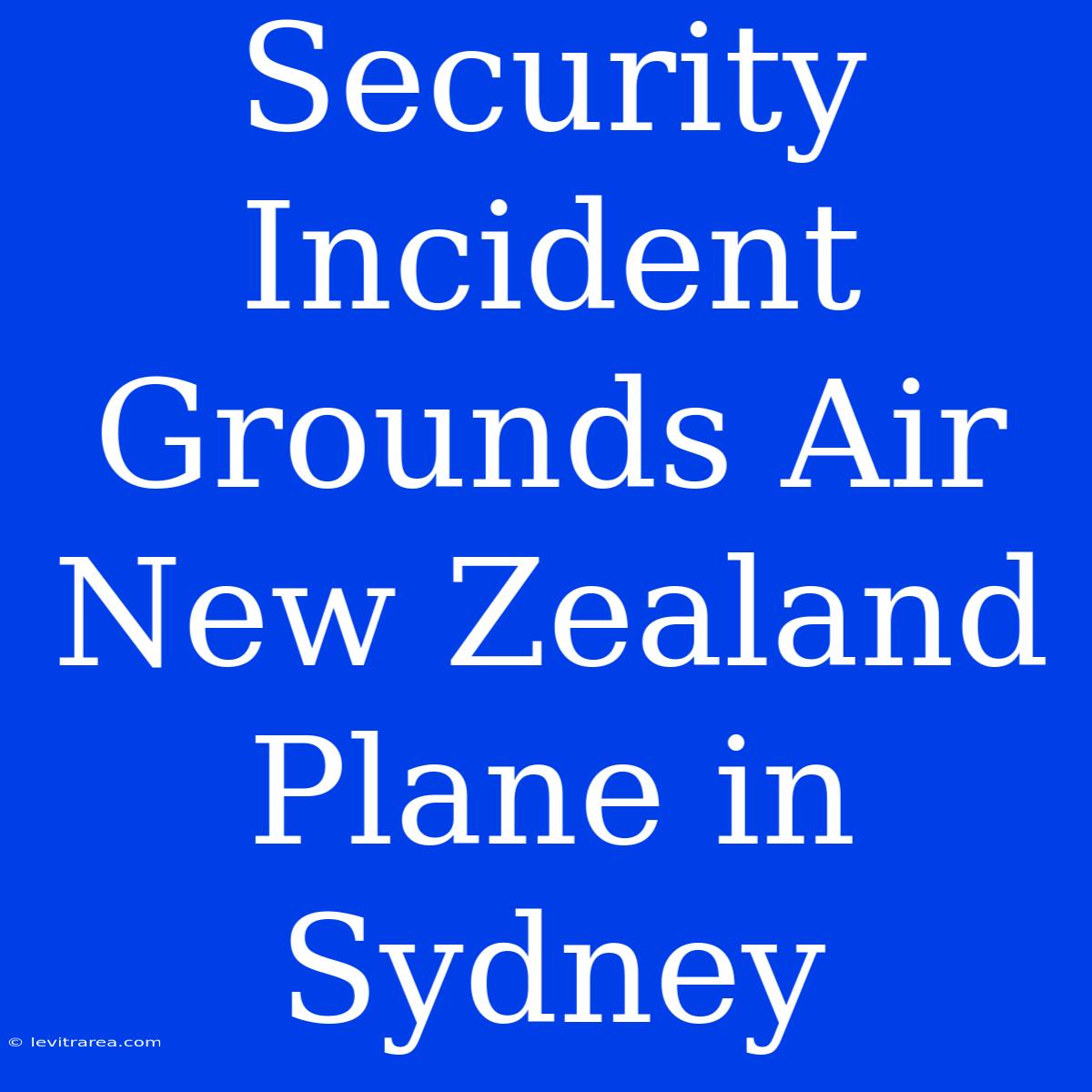 Security Incident Grounds Air New Zealand Plane In Sydney