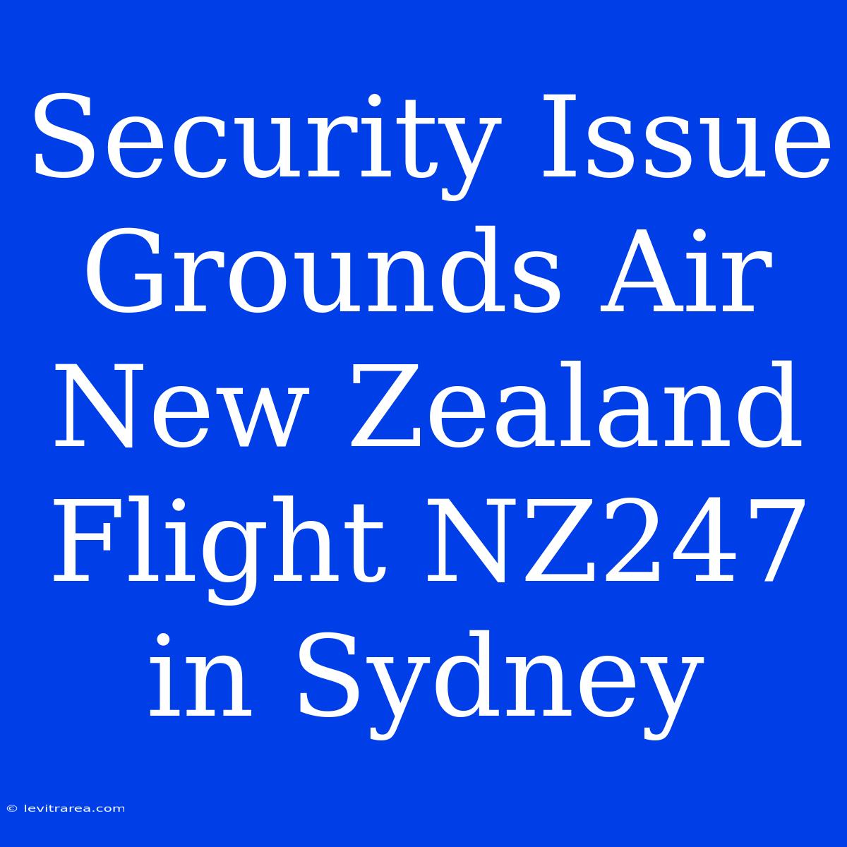 Security Issue Grounds Air New Zealand Flight NZ247 In Sydney