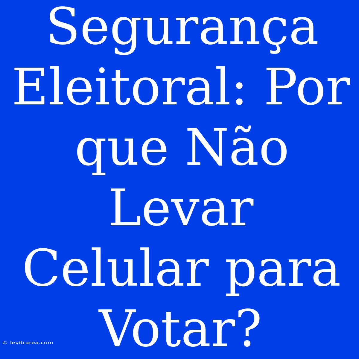 Segurança Eleitoral: Por Que Não Levar Celular Para Votar?