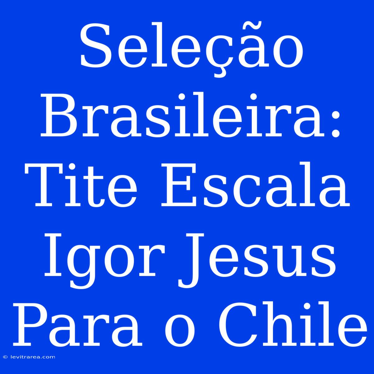 Seleção Brasileira: Tite Escala Igor Jesus Para O Chile