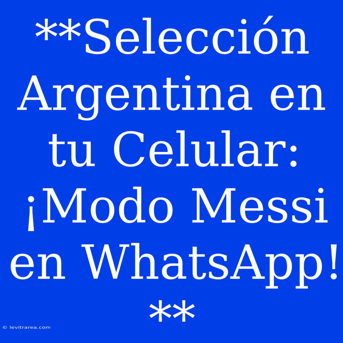 **Selección Argentina En Tu Celular: ¡Modo Messi En WhatsApp!**