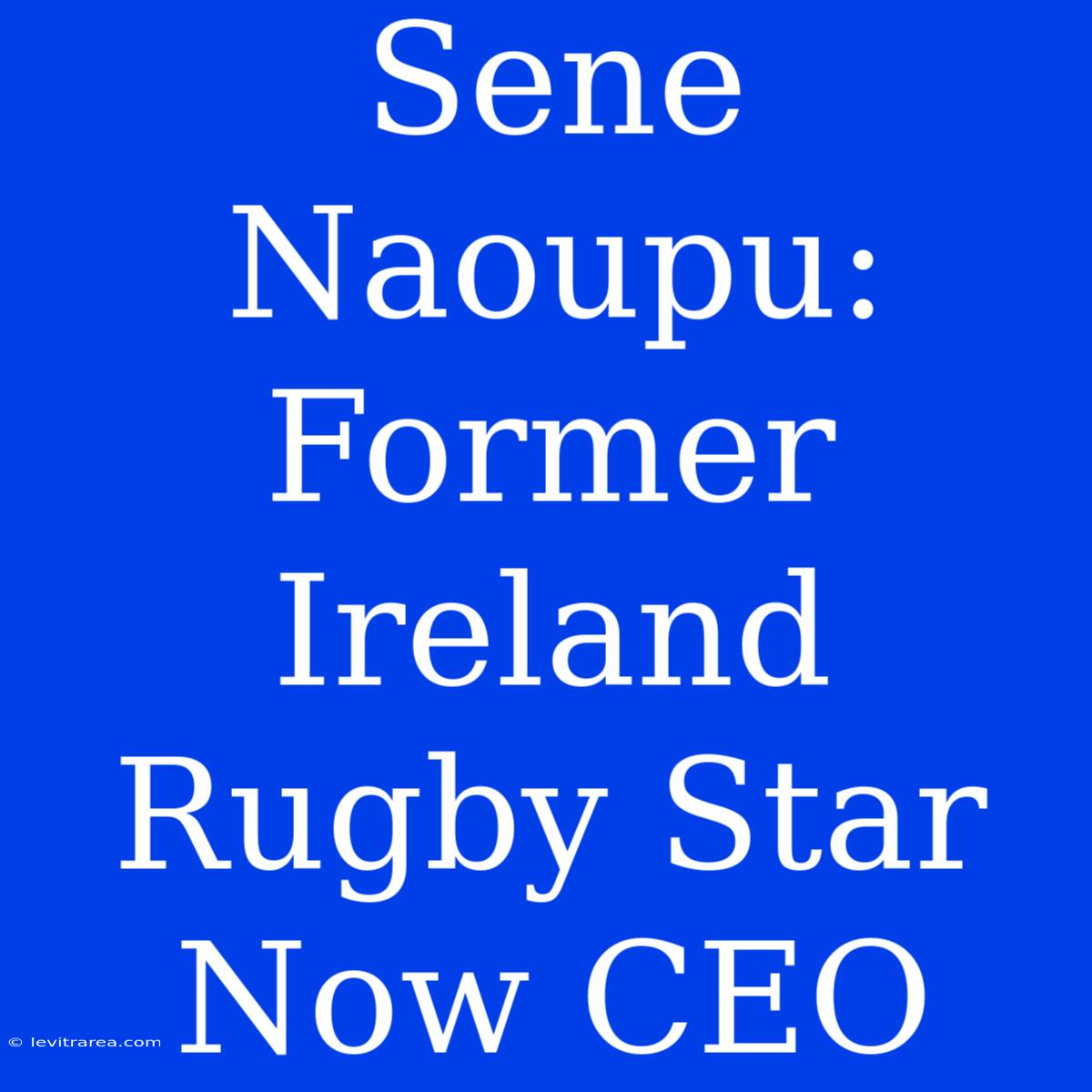 Sene Naoupu: Former Ireland Rugby Star Now CEO