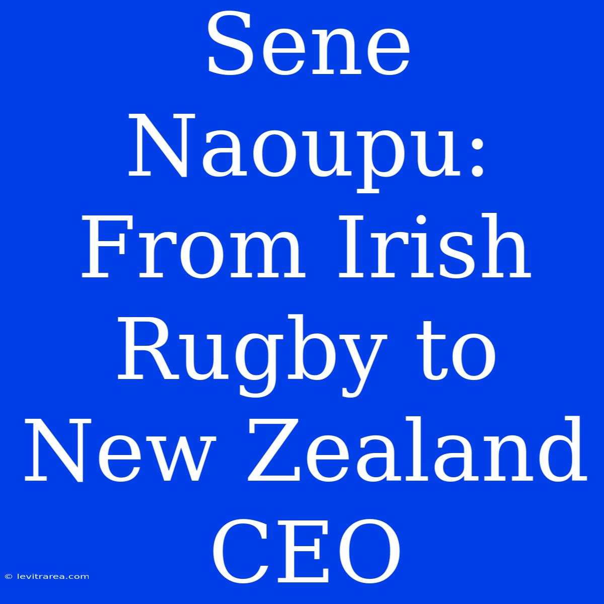 Sene Naoupu: From Irish Rugby To New Zealand CEO 