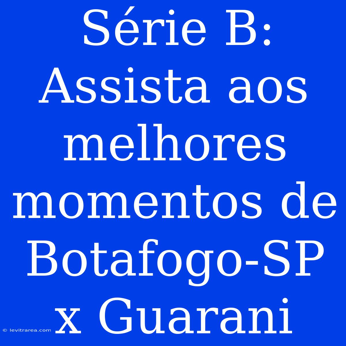 Série B: Assista Aos Melhores Momentos De Botafogo-SP X Guarani