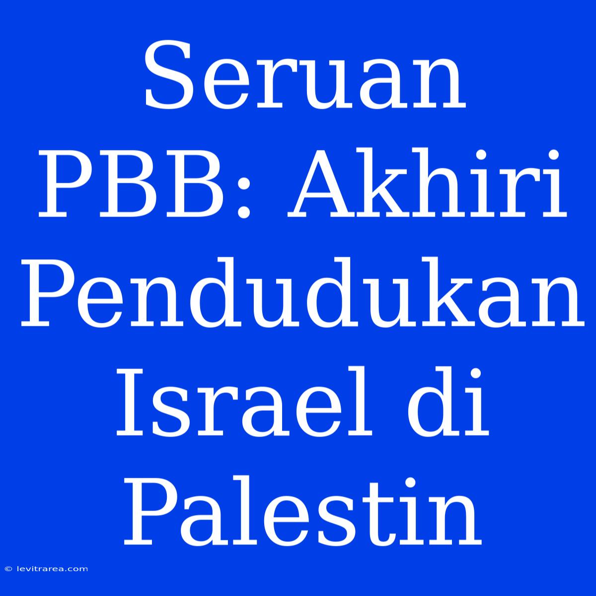 Seruan PBB: Akhiri Pendudukan Israel Di Palestin