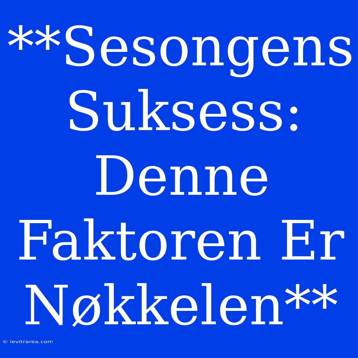 **Sesongens Suksess: Denne Faktoren Er Nøkkelen**