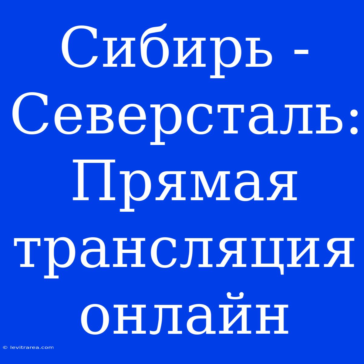 Сибирь - Северсталь: Прямая Трансляция Онлайн