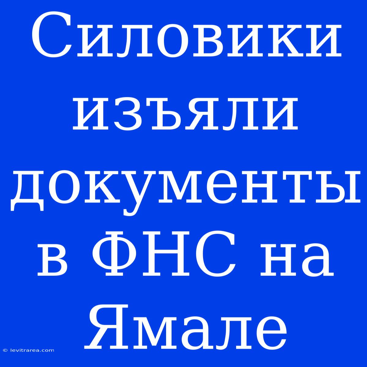 Силовики Изъяли Документы В ФНС На Ямале