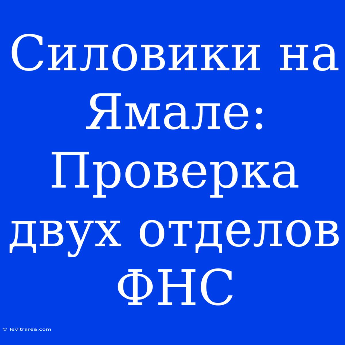 Силовики На Ямале: Проверка Двух Отделов ФНС