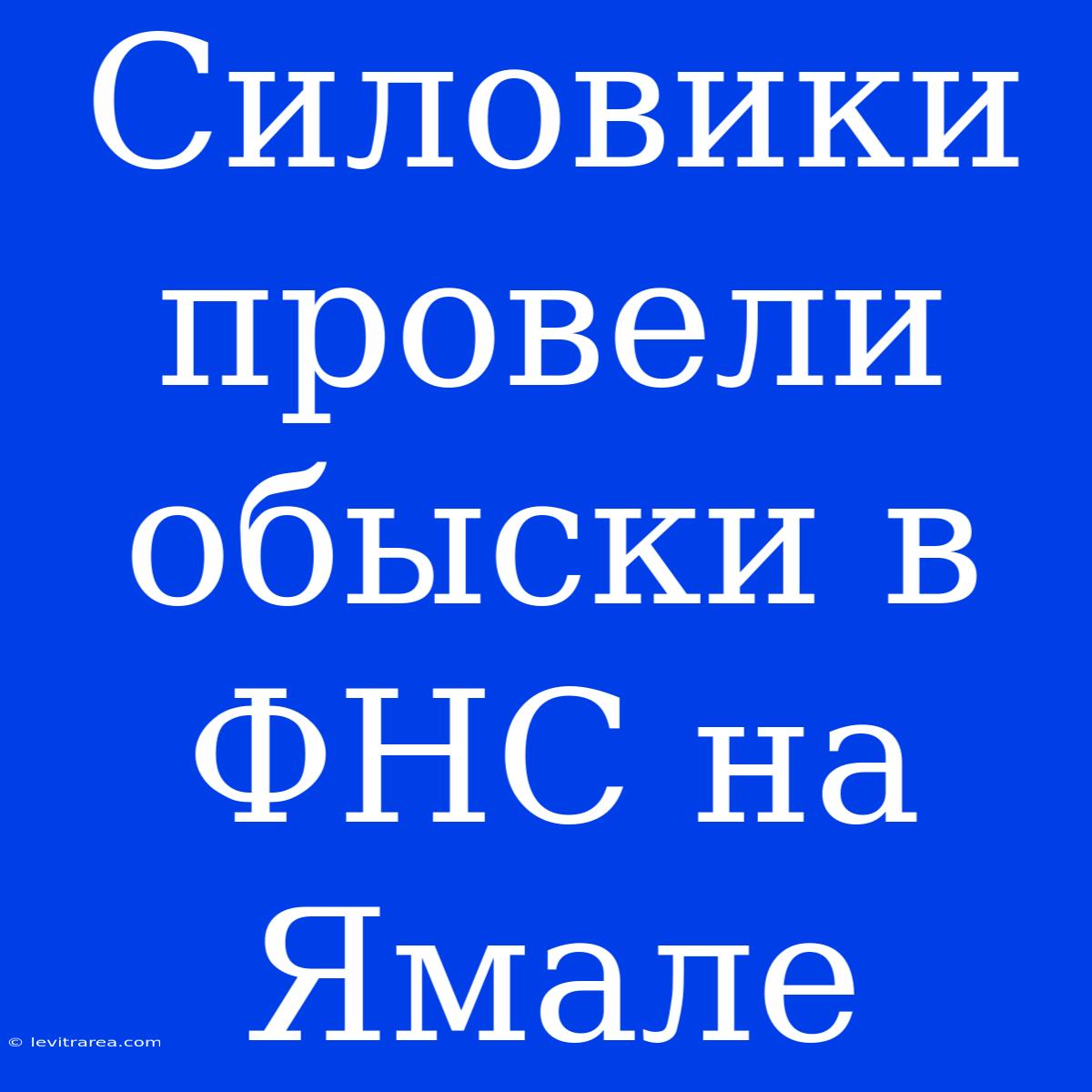 Силовики Провели Обыски В ФНС На Ямале