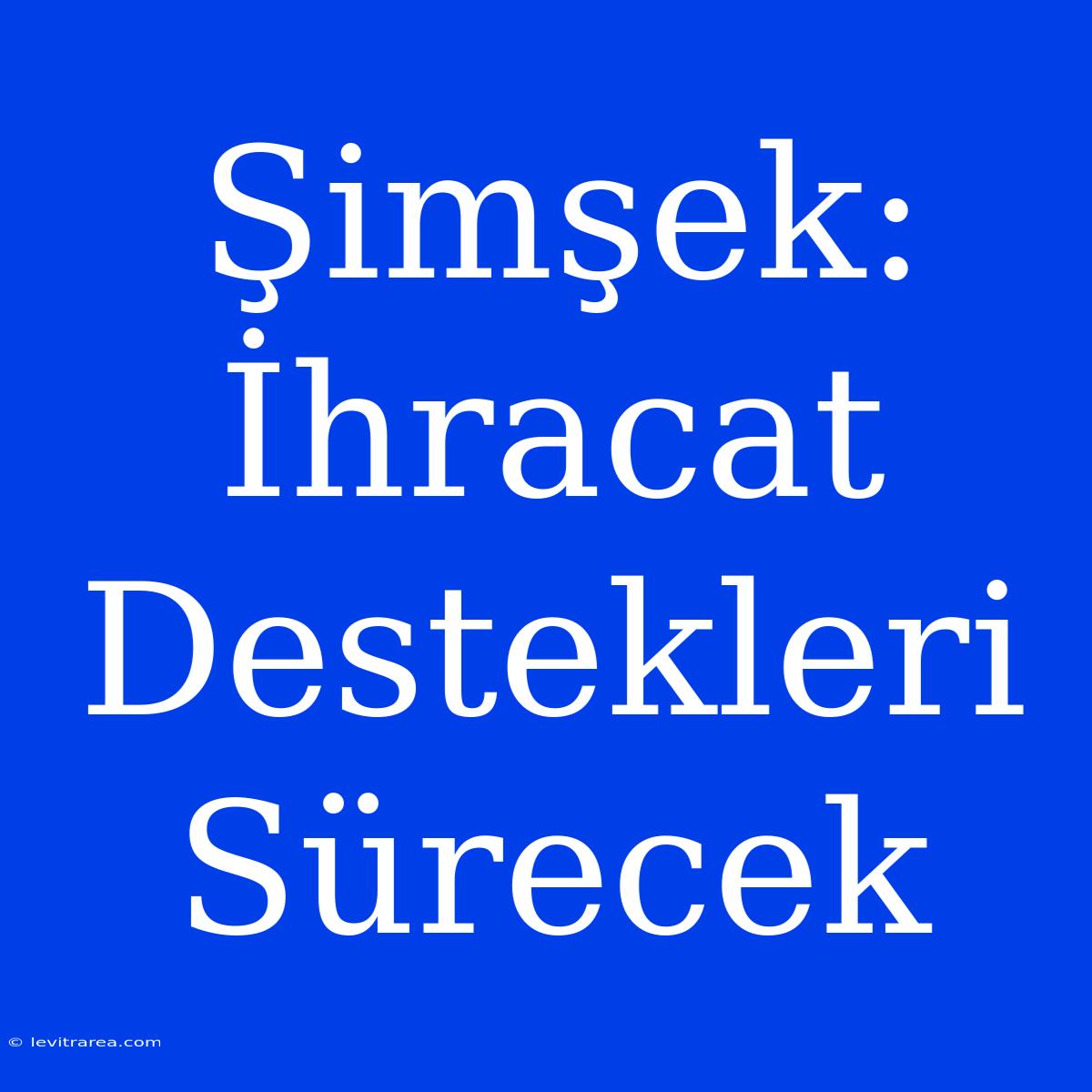 Şimşek: İhracat Destekleri Sürecek