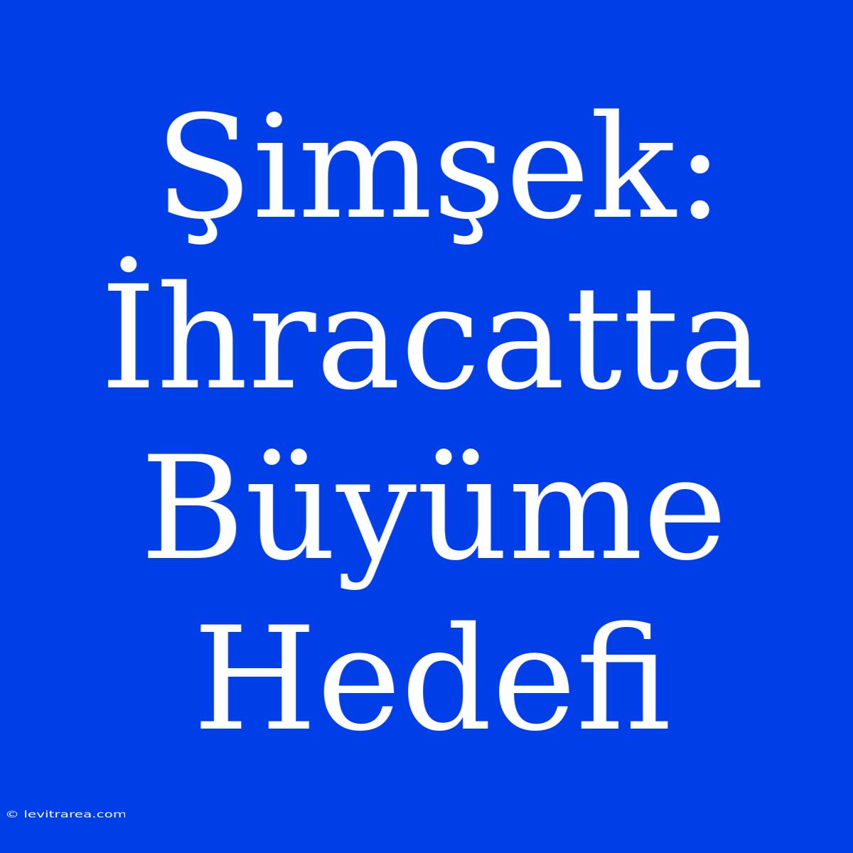 Şimşek: İhracatta Büyüme Hedefi