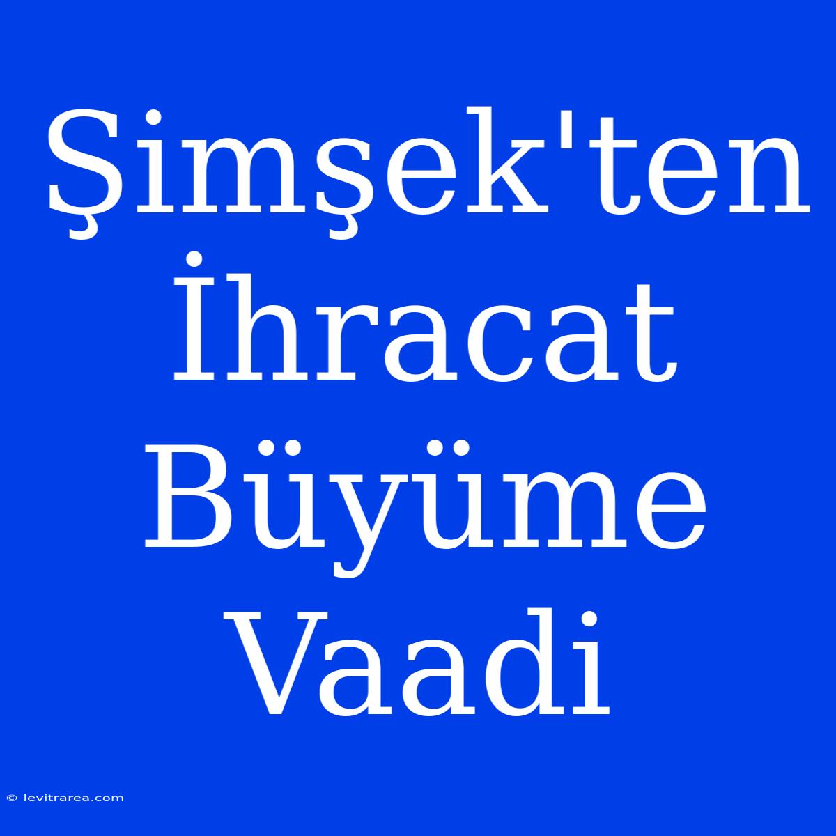 Şimşek'ten İhracat Büyüme Vaadi