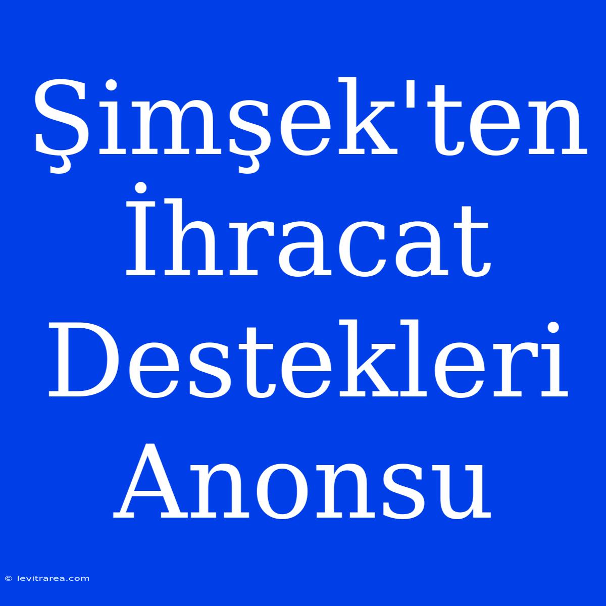 Şimşek'ten İhracat Destekleri Anonsu 