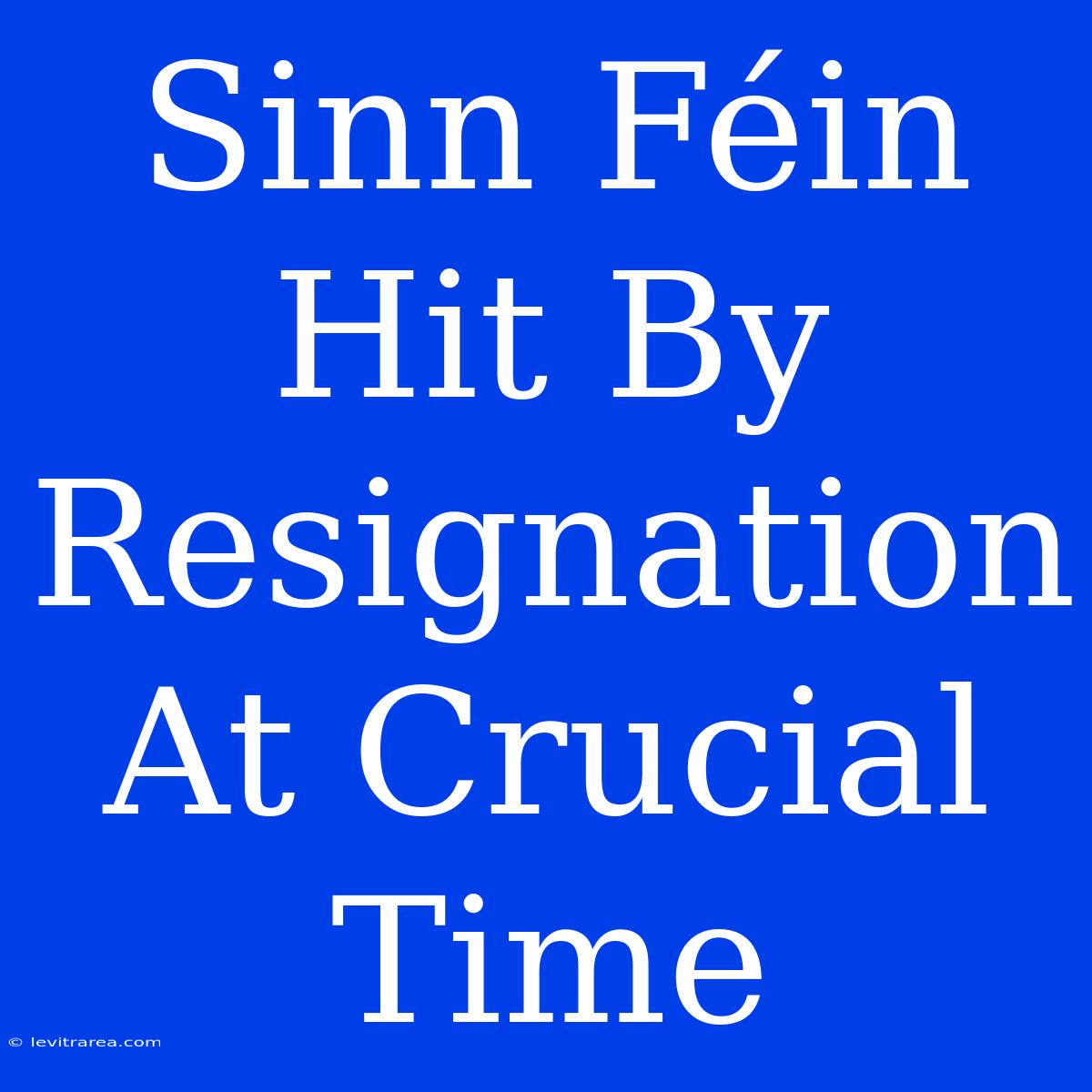 Sinn Féin Hit By Resignation At Crucial Time