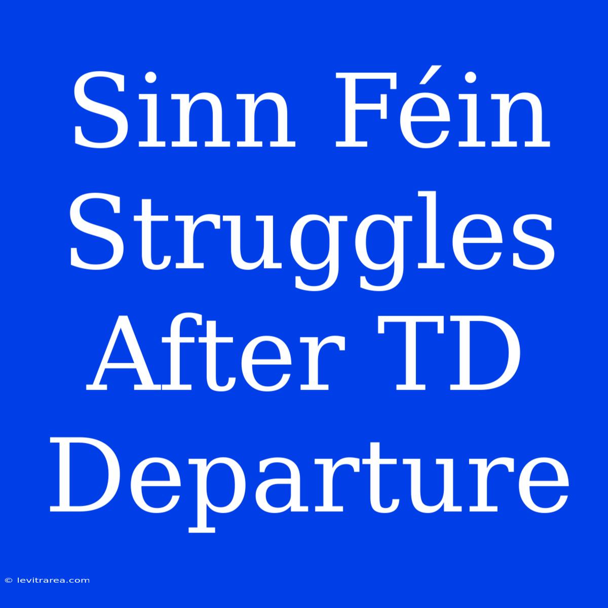 Sinn Féin Struggles After TD Departure