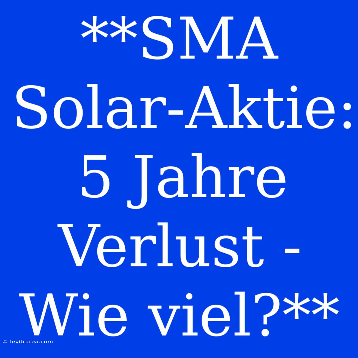 **SMA Solar-Aktie: 5 Jahre Verlust - Wie Viel?**