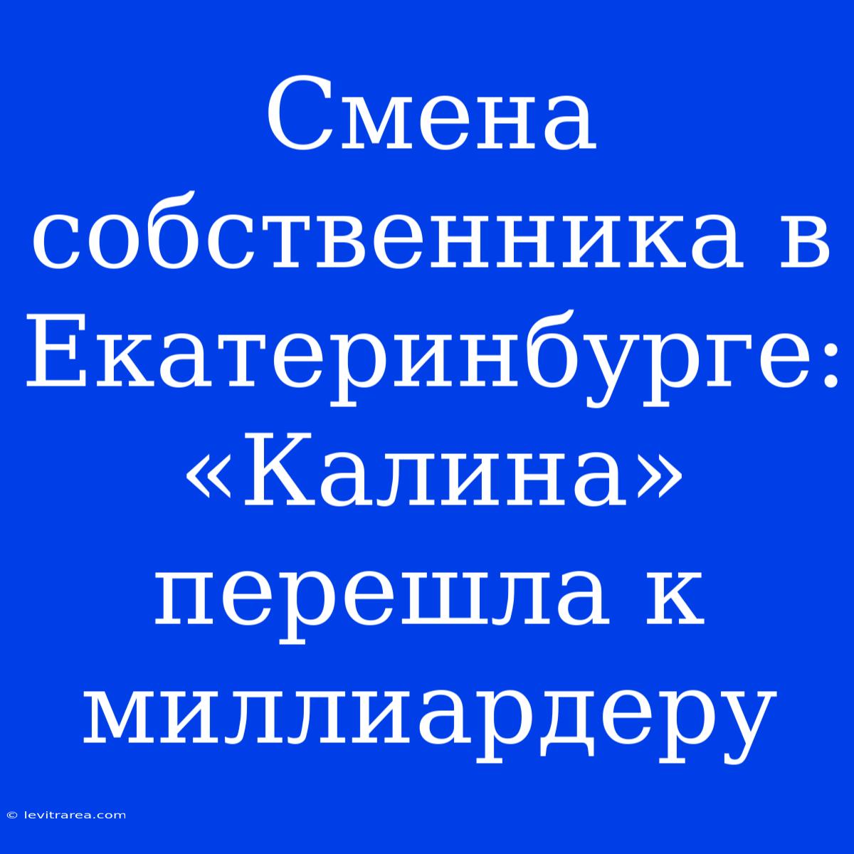 Смена Собственника В Екатеринбурге: «Калина» Перешла К Миллиардеру