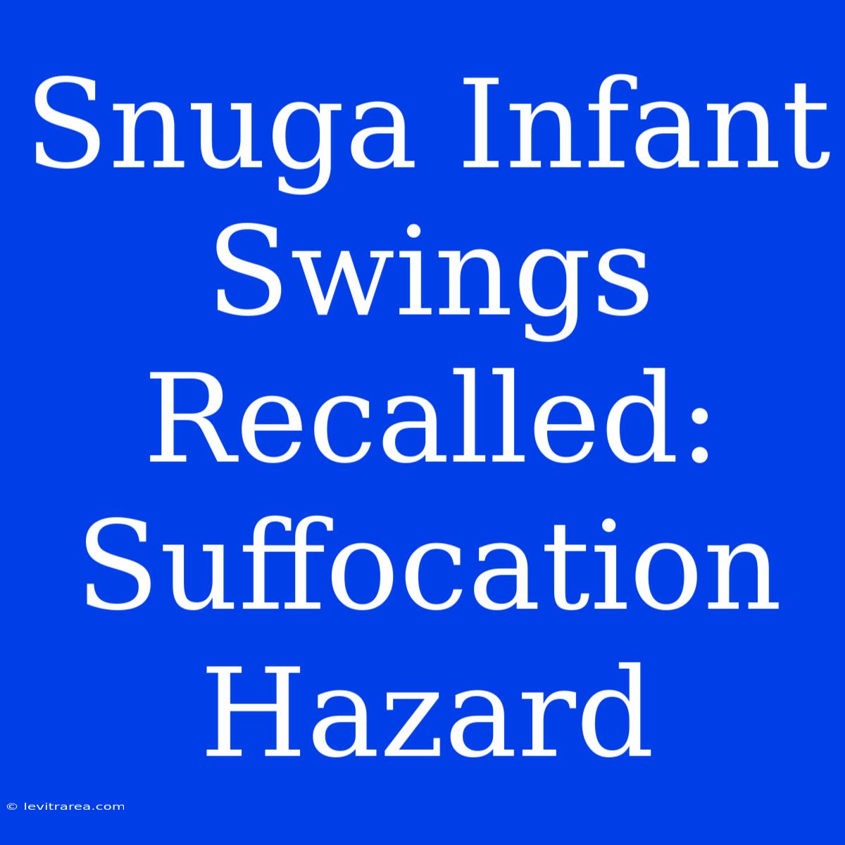 Snuga Infant Swings Recalled: Suffocation Hazard