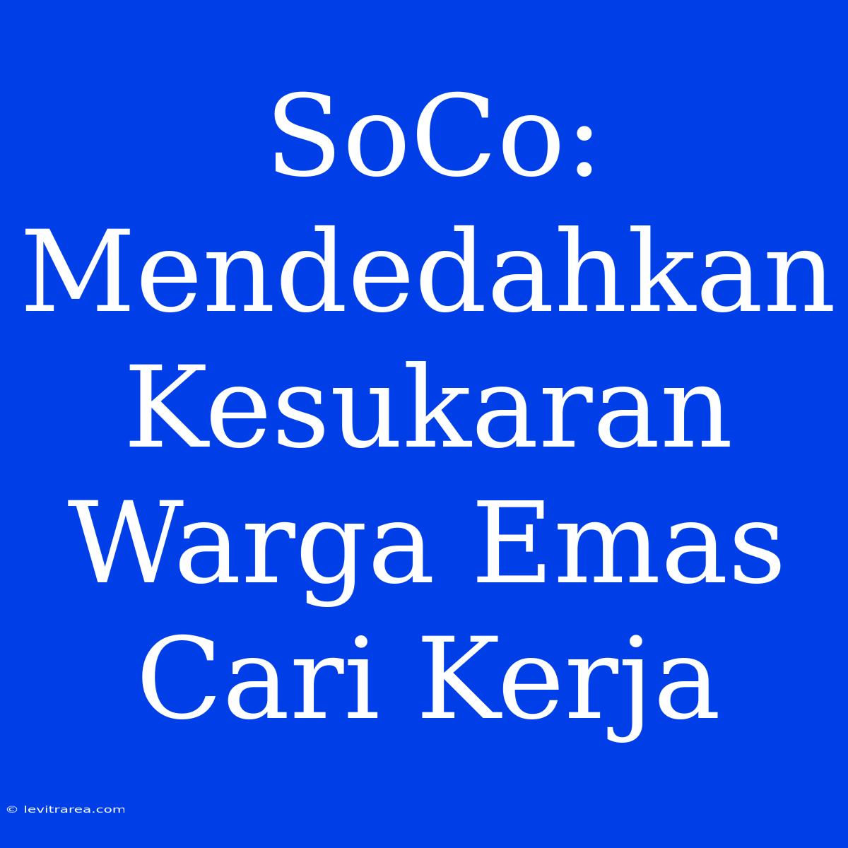 SoCo: Mendedahkan Kesukaran Warga Emas Cari Kerja