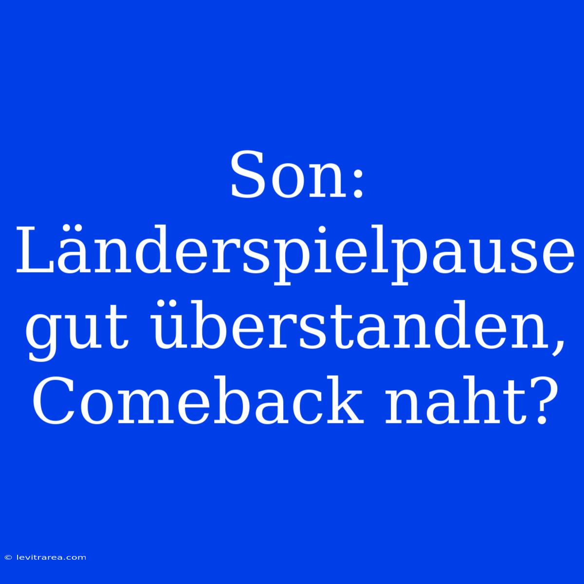 Son: Länderspielpause Gut Überstanden, Comeback Naht?