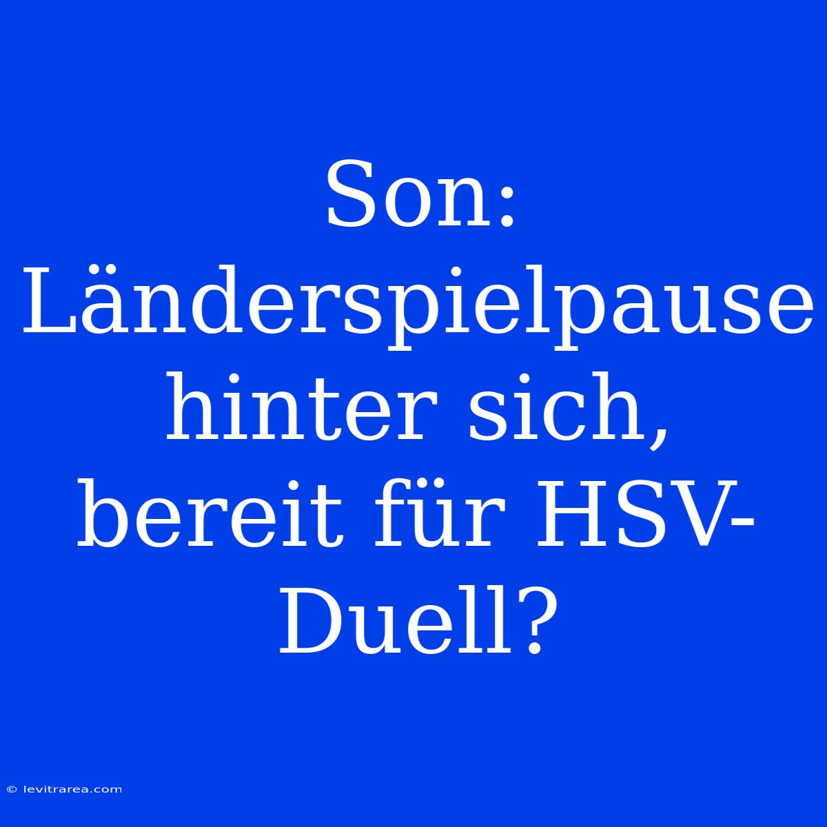 Son: Länderspielpause Hinter Sich, Bereit Für HSV-Duell? 