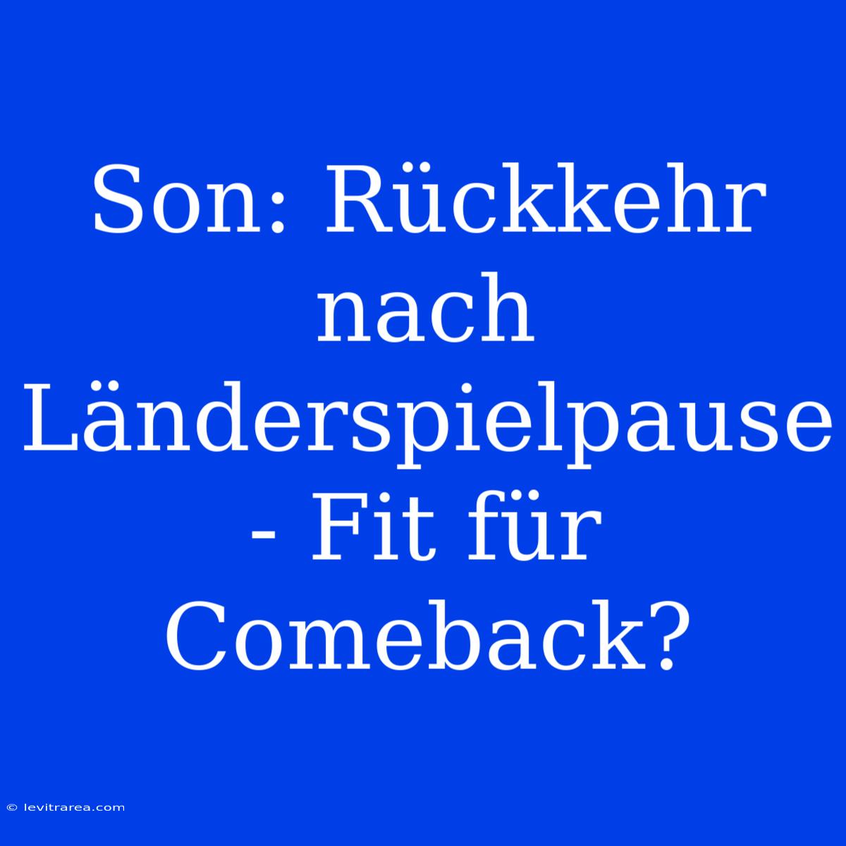 Son: Rückkehr Nach Länderspielpause - Fit Für Comeback?