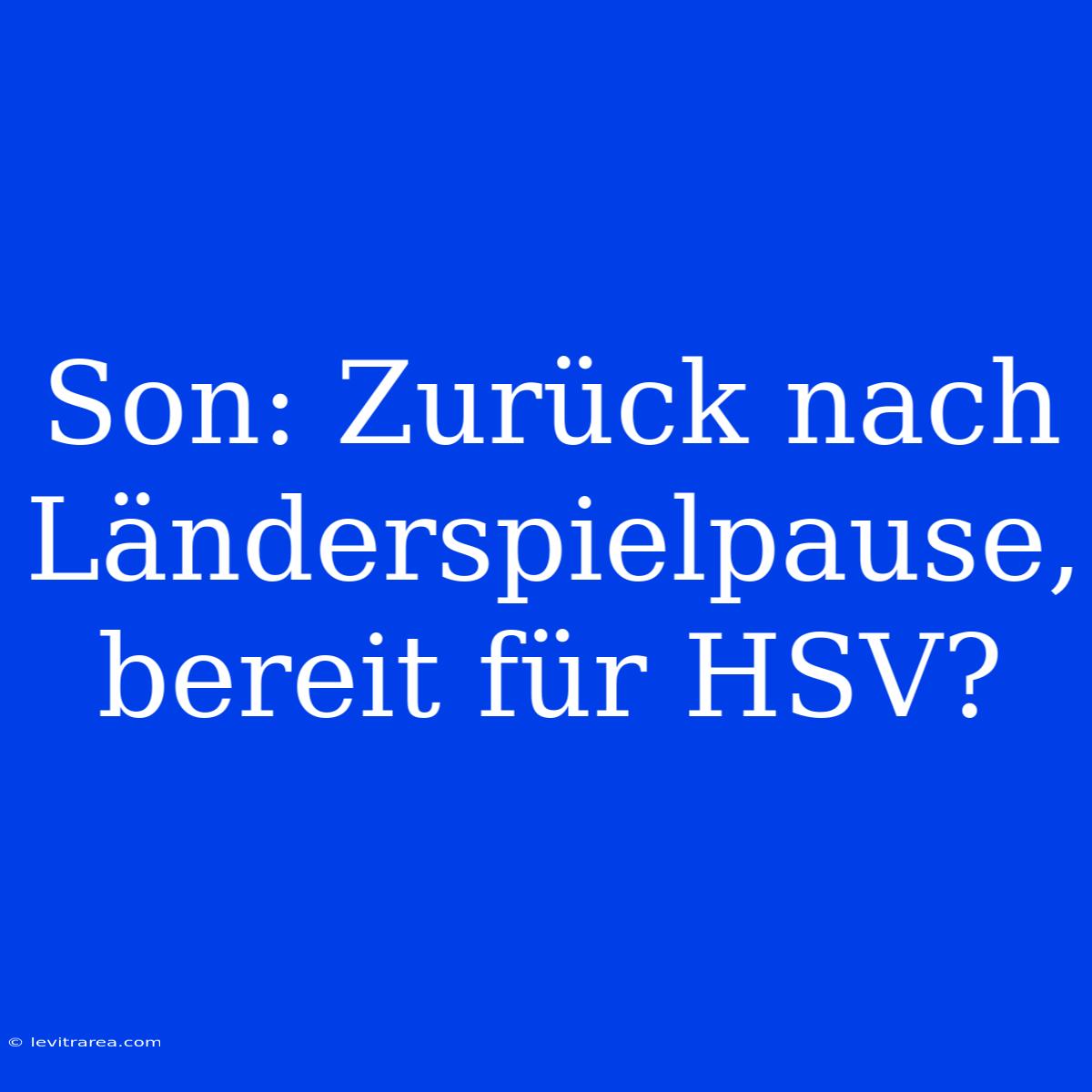 Son: Zurück Nach Länderspielpause, Bereit Für HSV?