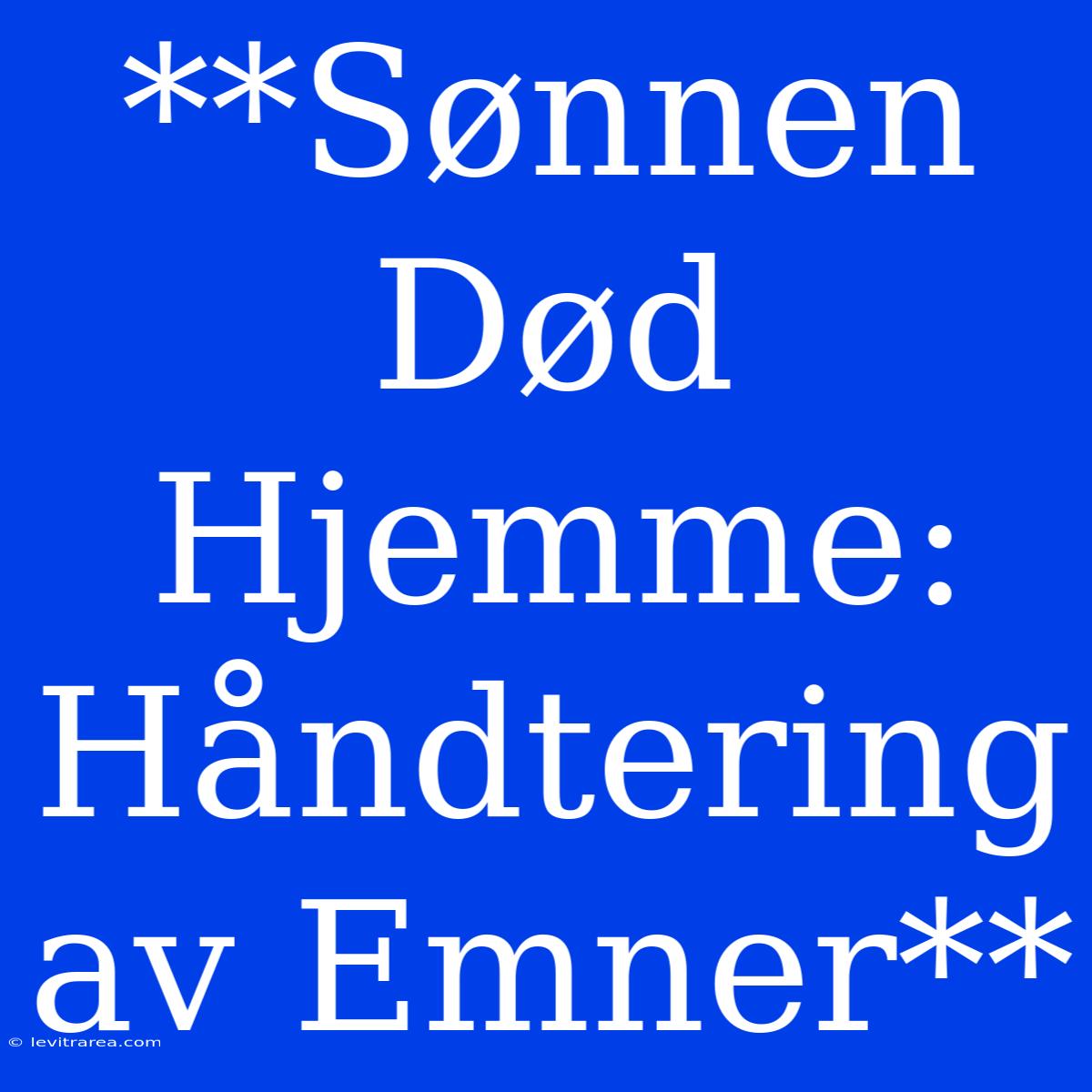 **Sønnen Død Hjemme: Håndtering Av Emner**