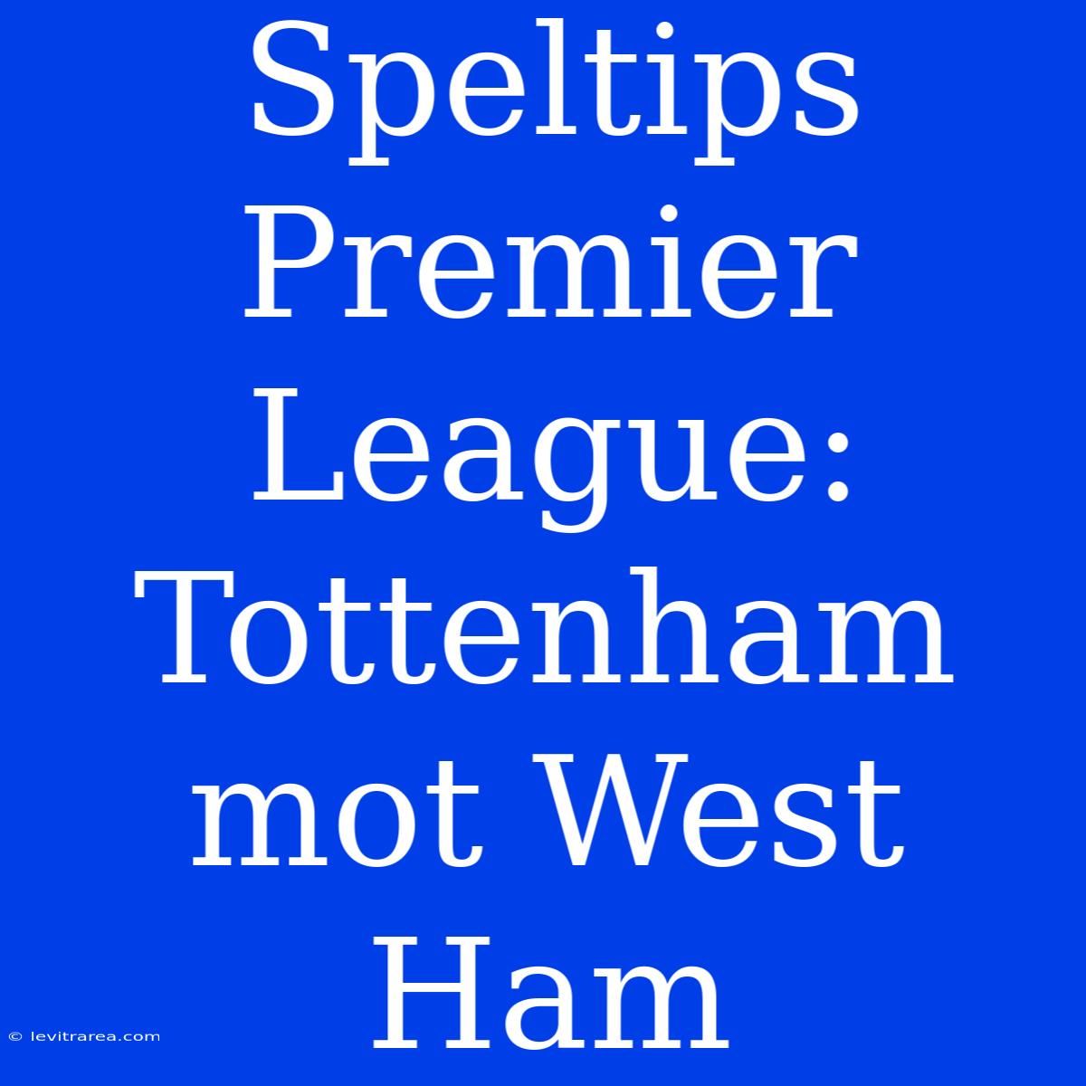 Speltips Premier League: Tottenham Mot West Ham