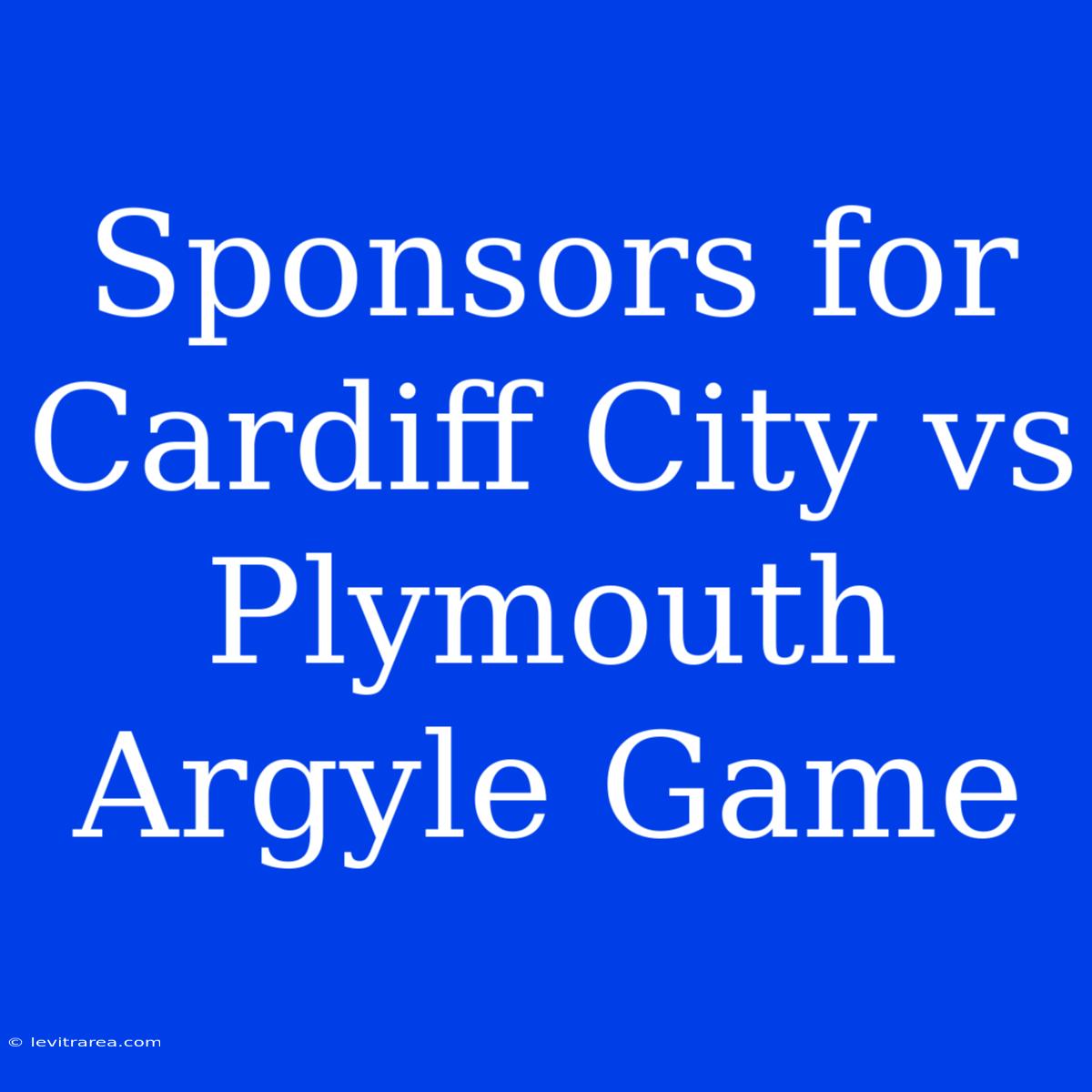 Sponsors For Cardiff City Vs Plymouth Argyle Game