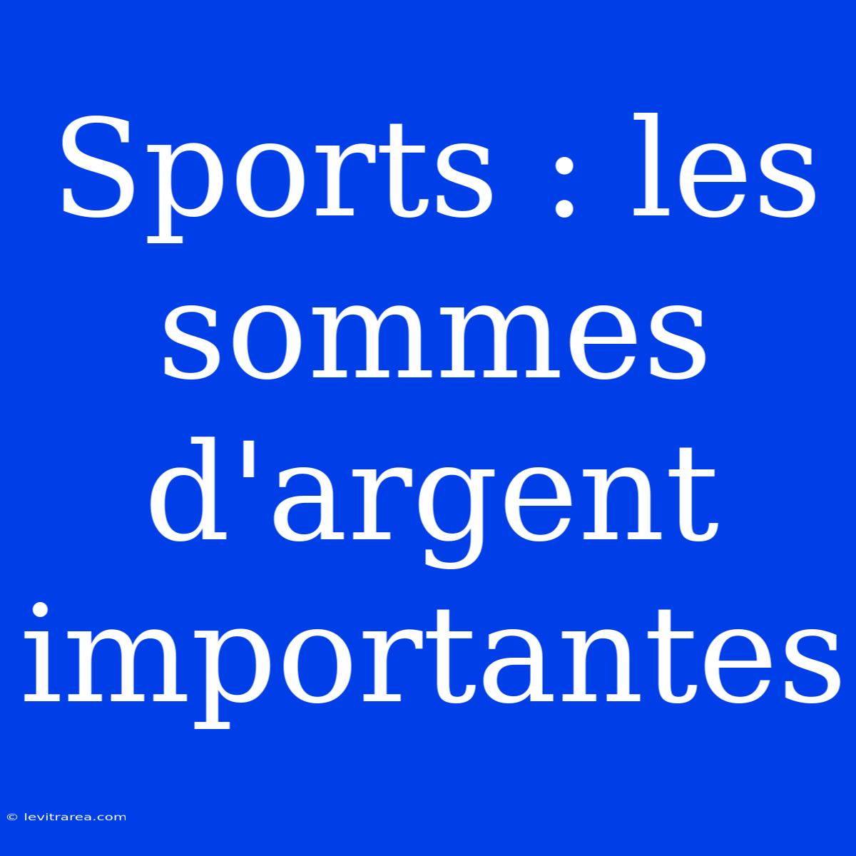 Sports : Les Sommes D'argent Importantes