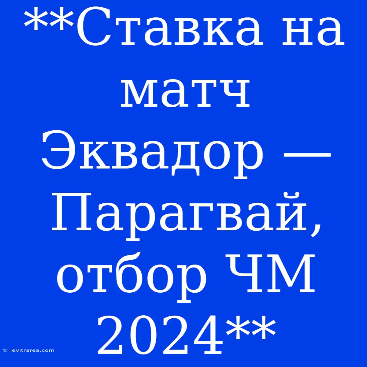 **Ставка На Матч Эквадор — Парагвай, Отбор ЧМ 2024**