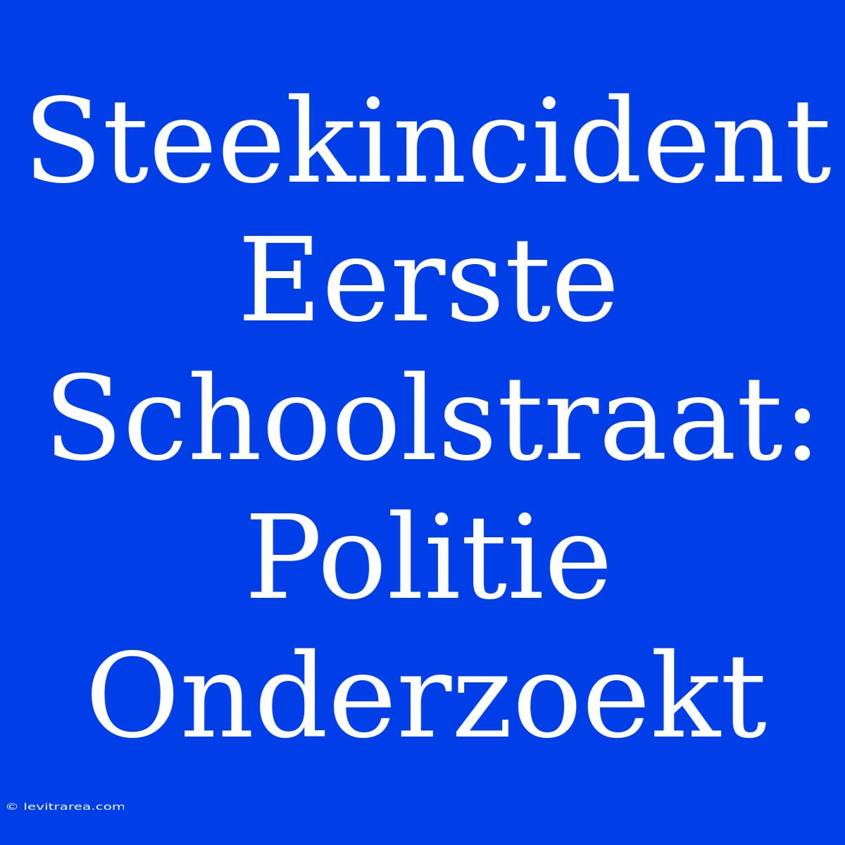 Steekincident Eerste Schoolstraat: Politie Onderzoekt