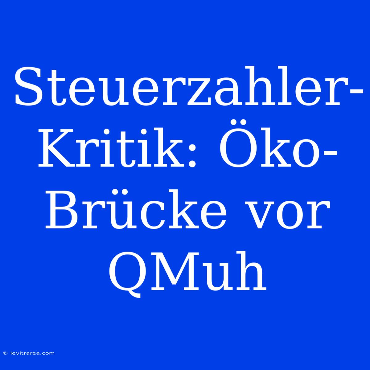 Steuerzahler-Kritik: Öko-Brücke Vor QMuh