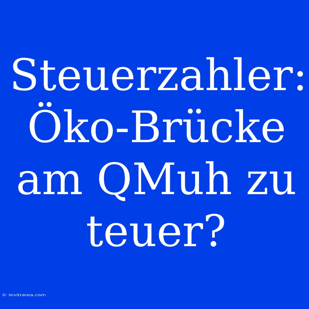 Steuerzahler: Öko-Brücke Am QMuh Zu Teuer?