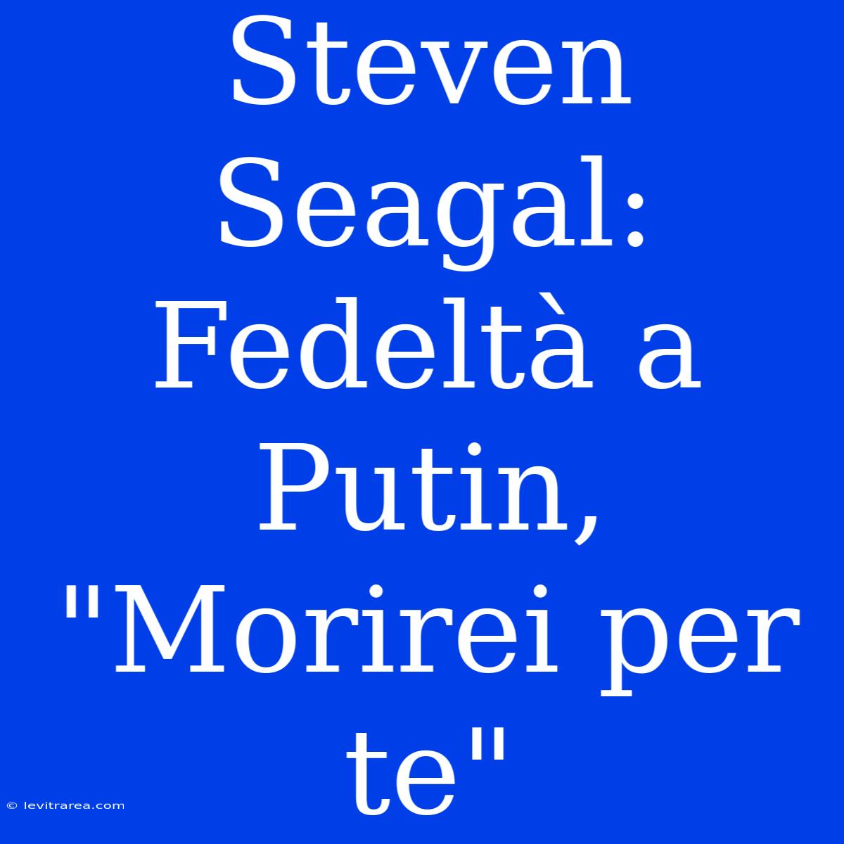 Steven Seagal: Fedeltà A Putin, 