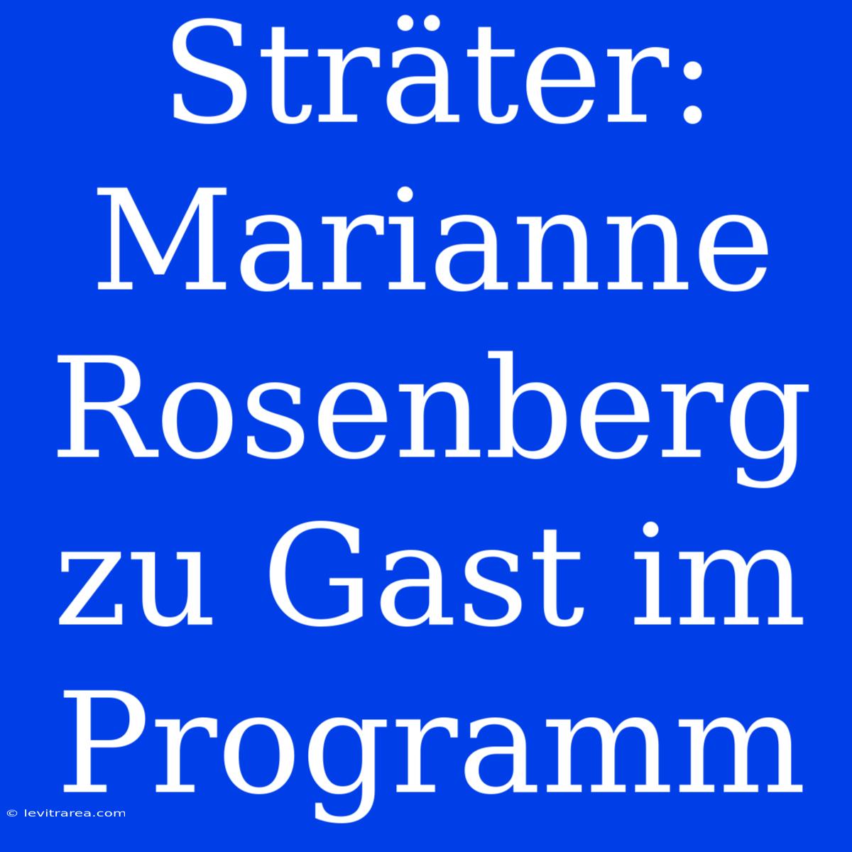 Sträter: Marianne Rosenberg Zu Gast Im Programm