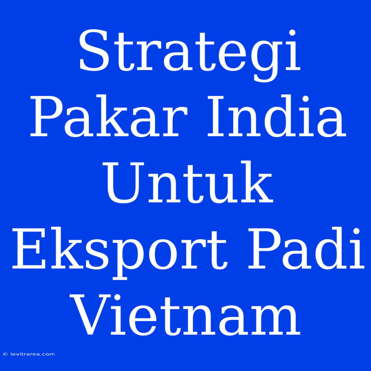 Strategi Pakar India Untuk Eksport Padi Vietnam