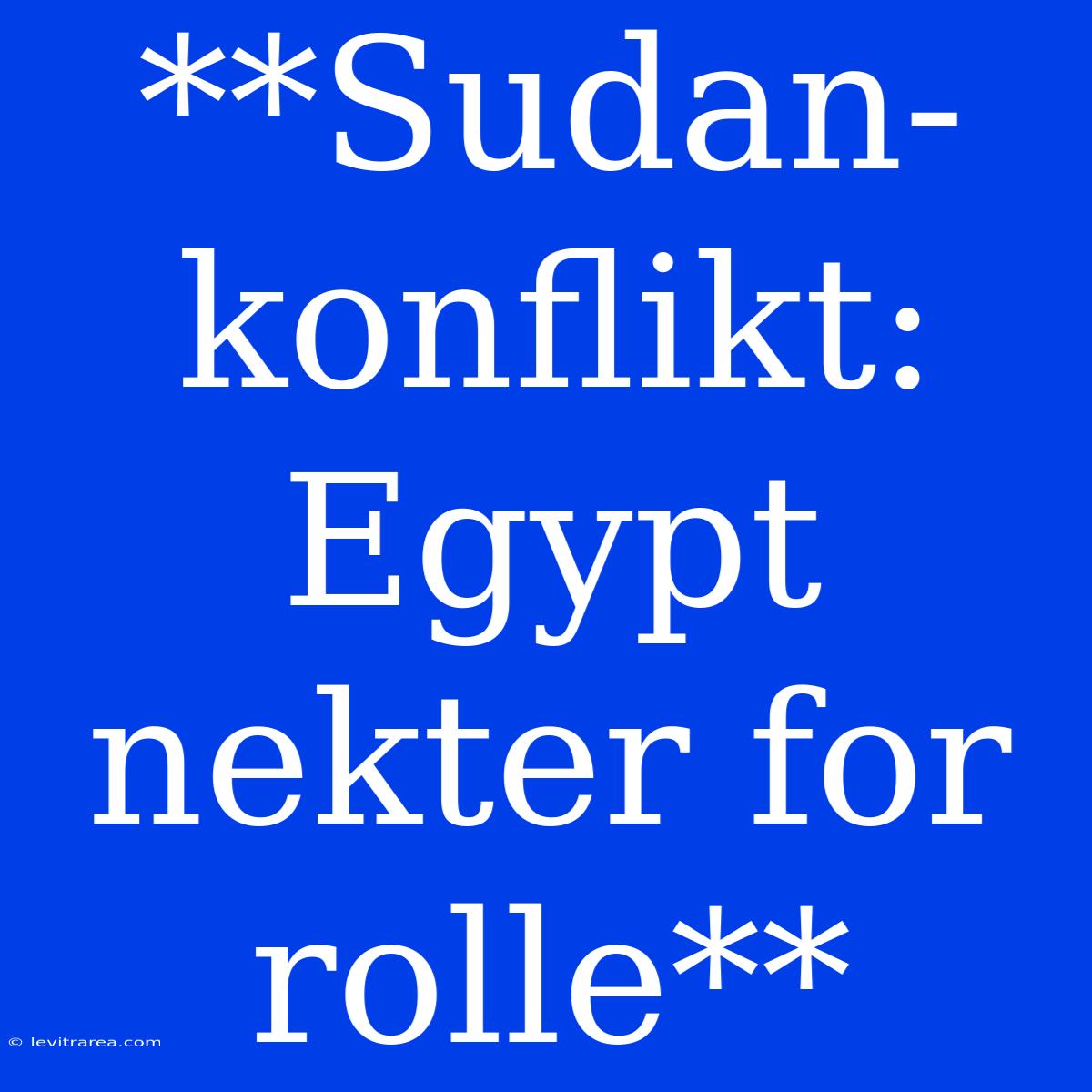 **Sudan-konflikt: Egypt Nekter For Rolle**