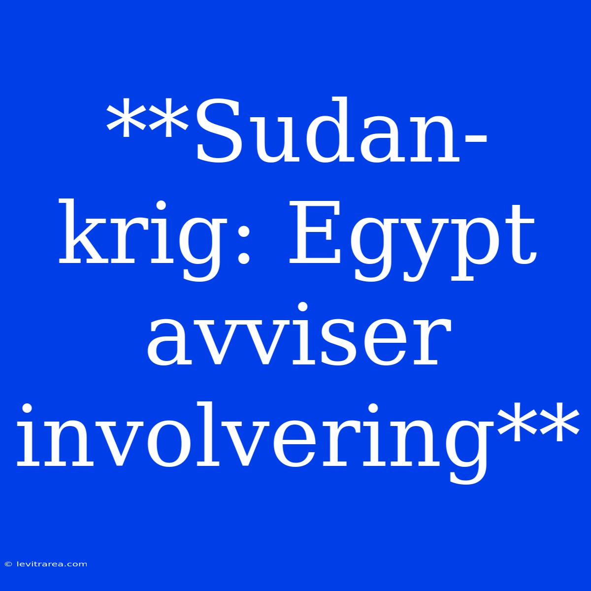 **Sudan-krig: Egypt Avviser Involvering** 