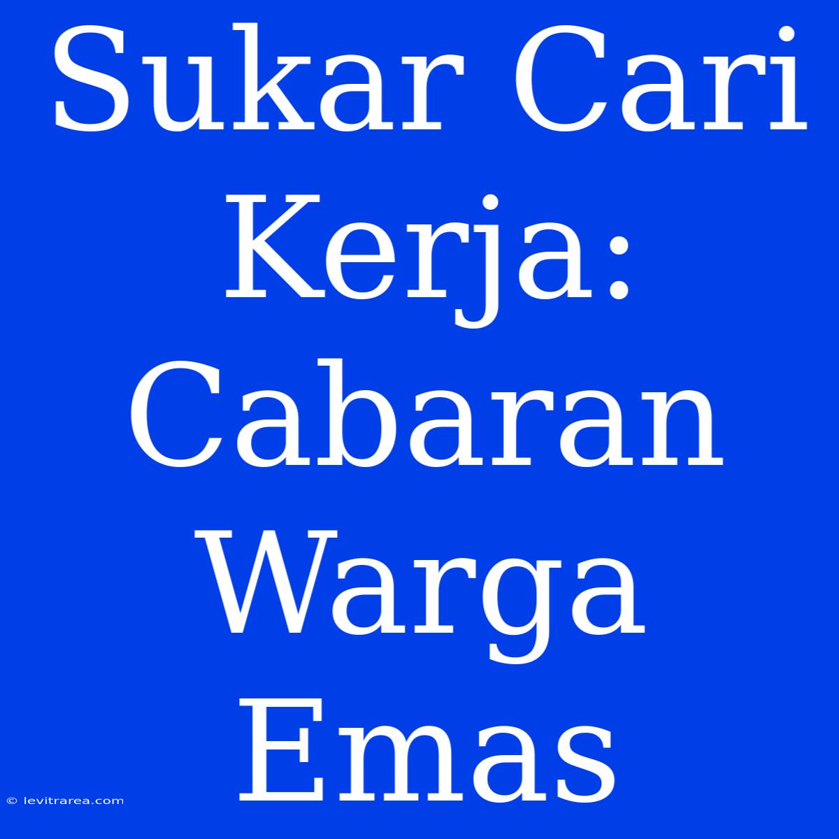 Sukar Cari Kerja: Cabaran Warga Emas