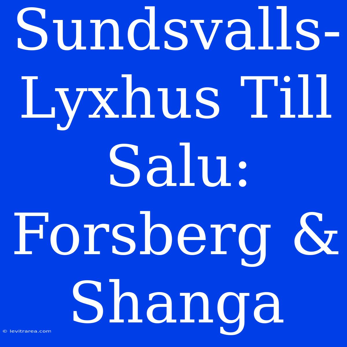 Sundsvalls-Lyxhus Till Salu: Forsberg & Shanga