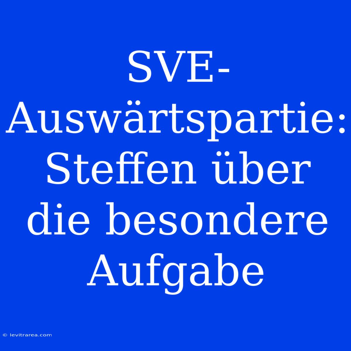 SVE-Auswärtspartie: Steffen Über Die Besondere Aufgabe