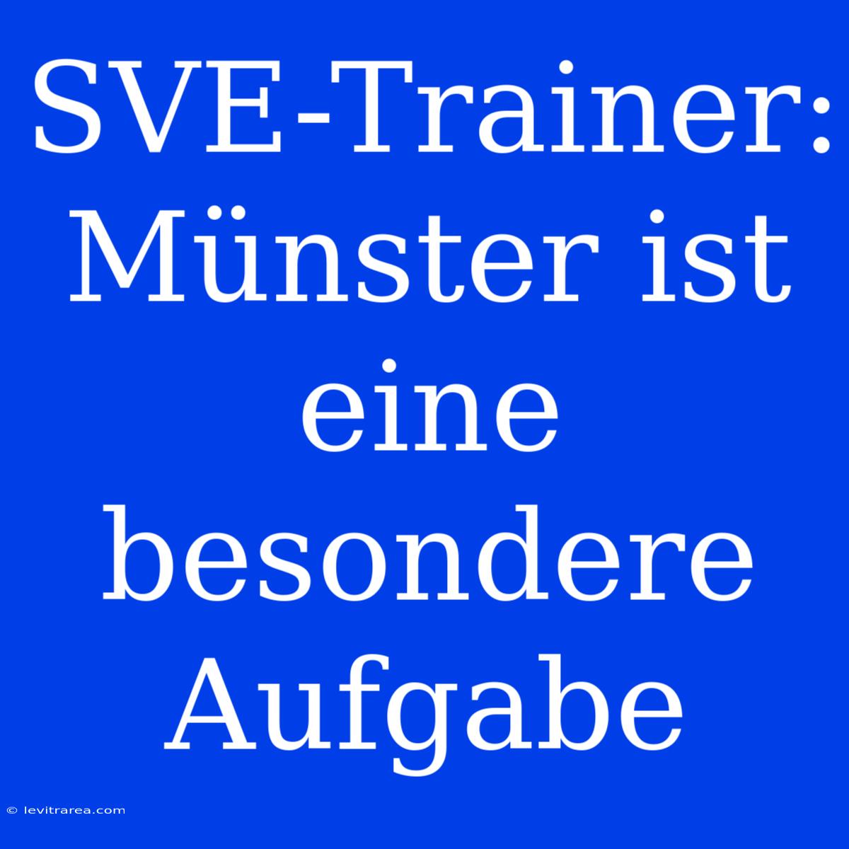 SVE-Trainer: Münster Ist Eine Besondere Aufgabe